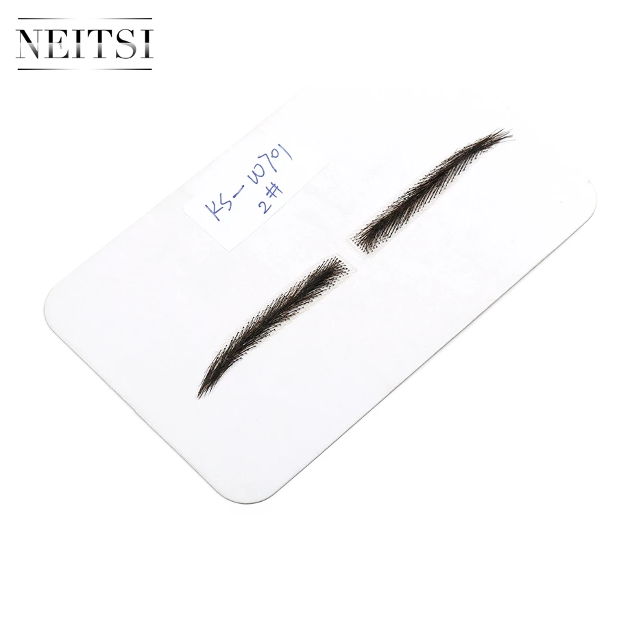 
Free Sample Neitsi Hand Made One Pair Women Girls False Eyebrows 100% Handknoted Human Hair Lace Fake Grow Eyebrows W703#32 