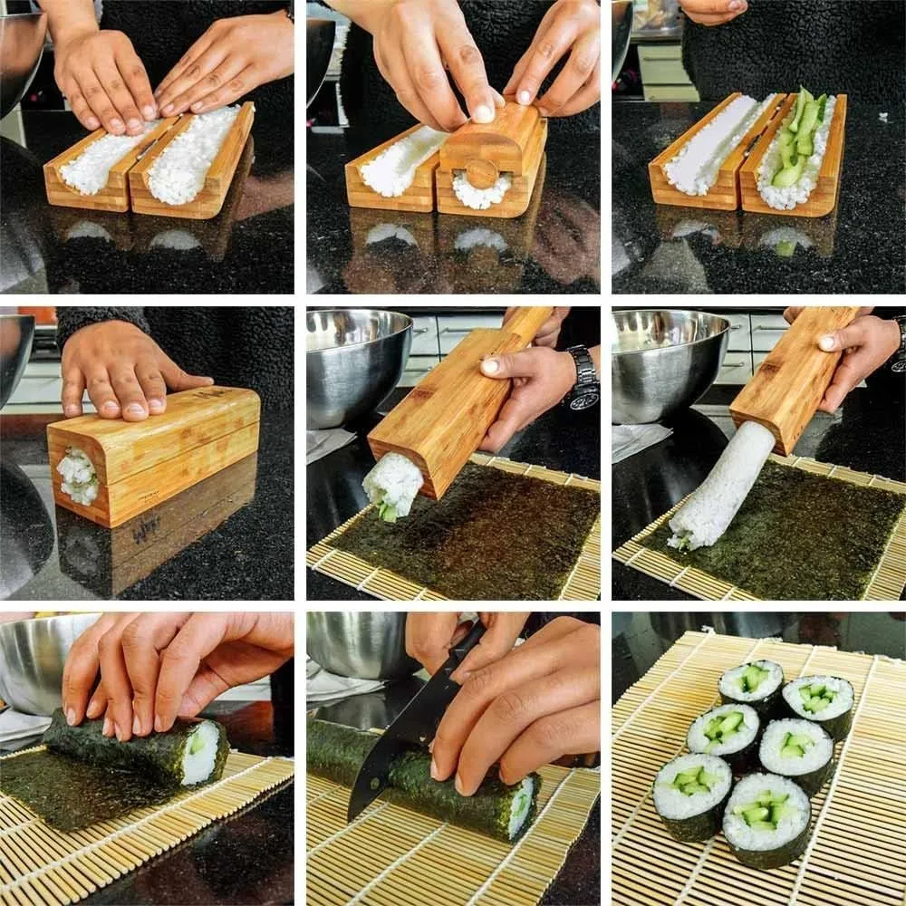 Sushi Maker for Home 3Piece Premium Sushi Making Kit Bamboo Sushi Rolling Mat