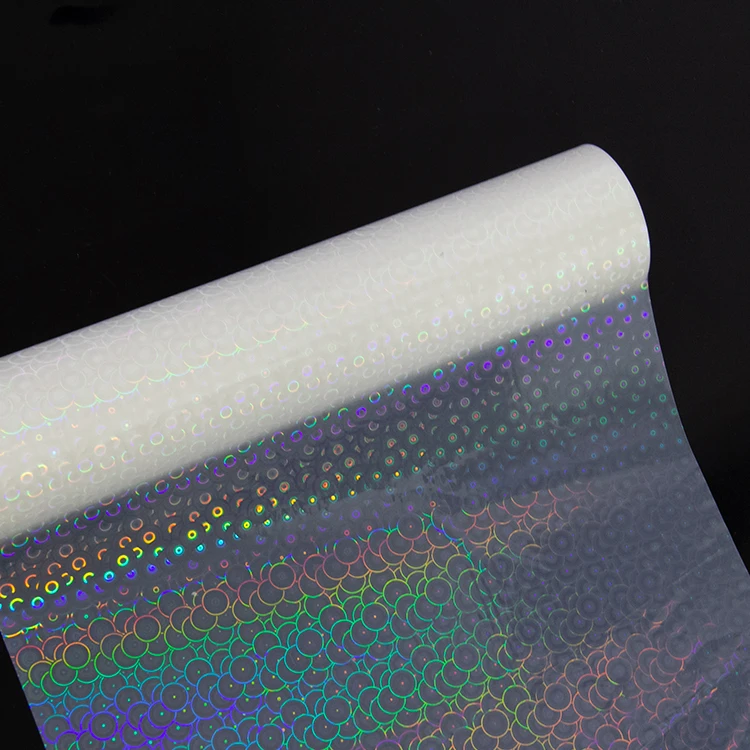 Cold laminating circle pattern self adhesive transparent holographic film