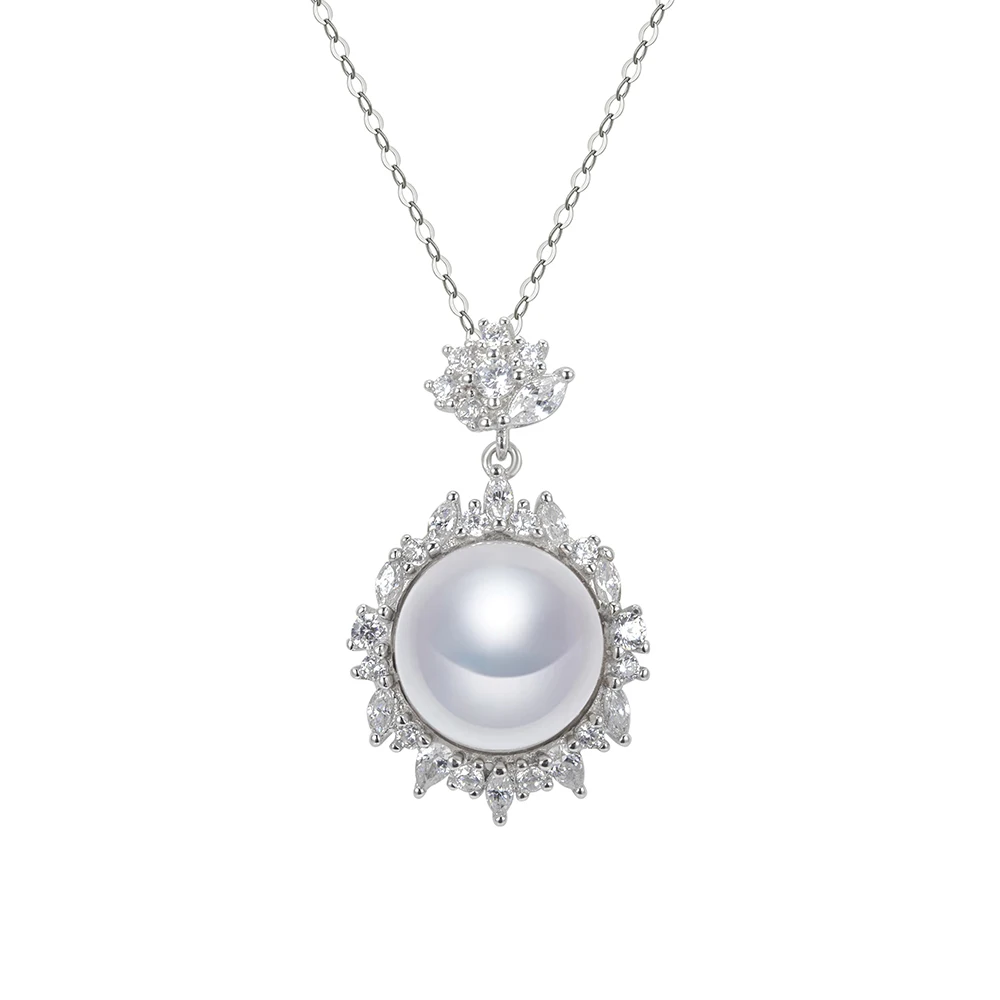Mishang Australian South Sea Pearl Jewelry 11-12mm natural Pearl Beads Sterling S925 Silver Pendant Necklace