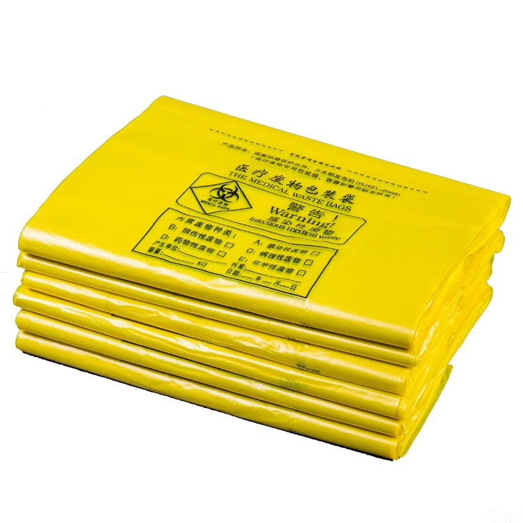 Durable hospital grade biohazard plastic medical waste garbage bag with hazard symbol