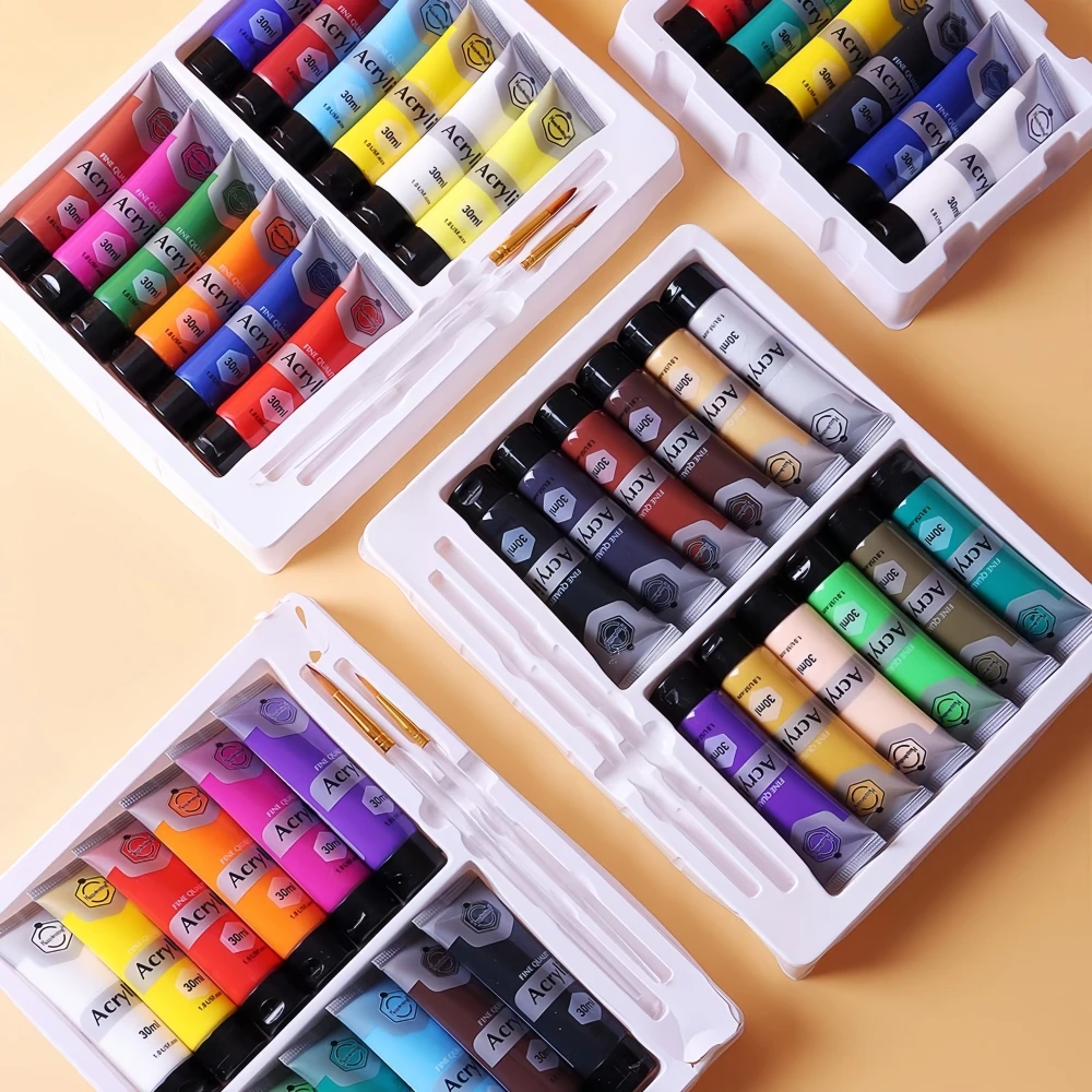 Keep Smiling 24 Colors 30ml/tube DIY Non-Toxic Acrylic Paint Set for Canvas Craft Painting Art Supplies