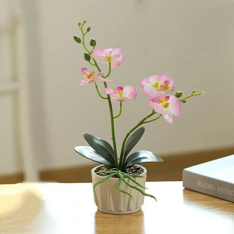 Hot Sales Phalaenopsis Orchids Flower Plants Potted Artificial Butterfly Orchid Bonsai For Interior Decoration