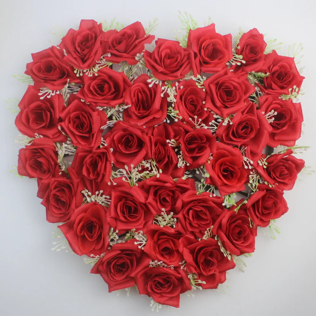 Silk heart shape artificial flowers emulation rose flower decoration for wedding home Christmas festival decoration