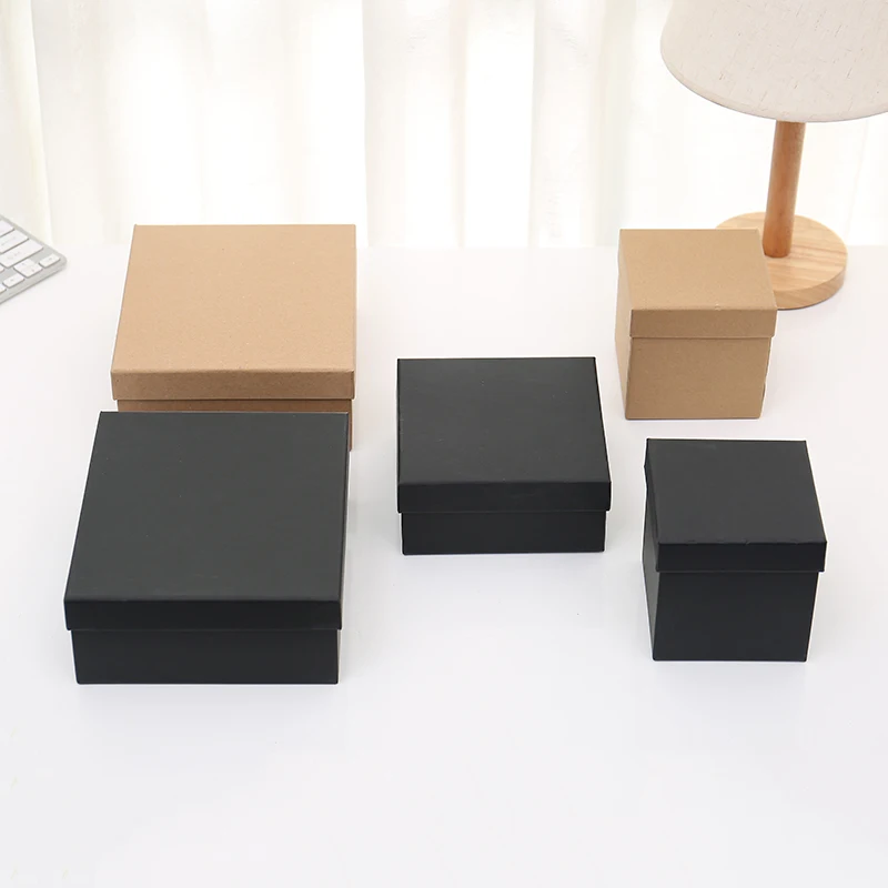Natural Kraft folding cardboard gift boxes with separate cover off lid