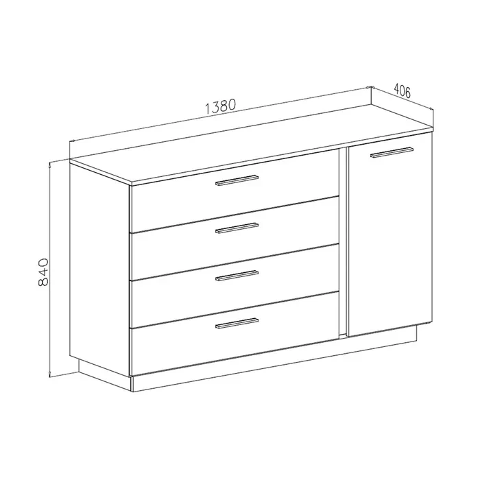 cheap Custom white high gloss 4 drawers chest of drawers in the bedroom