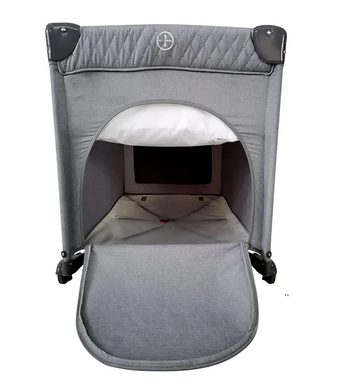 Multi function New born baby cribs foldable cot cunas grey cosleeper playard with big storage bag