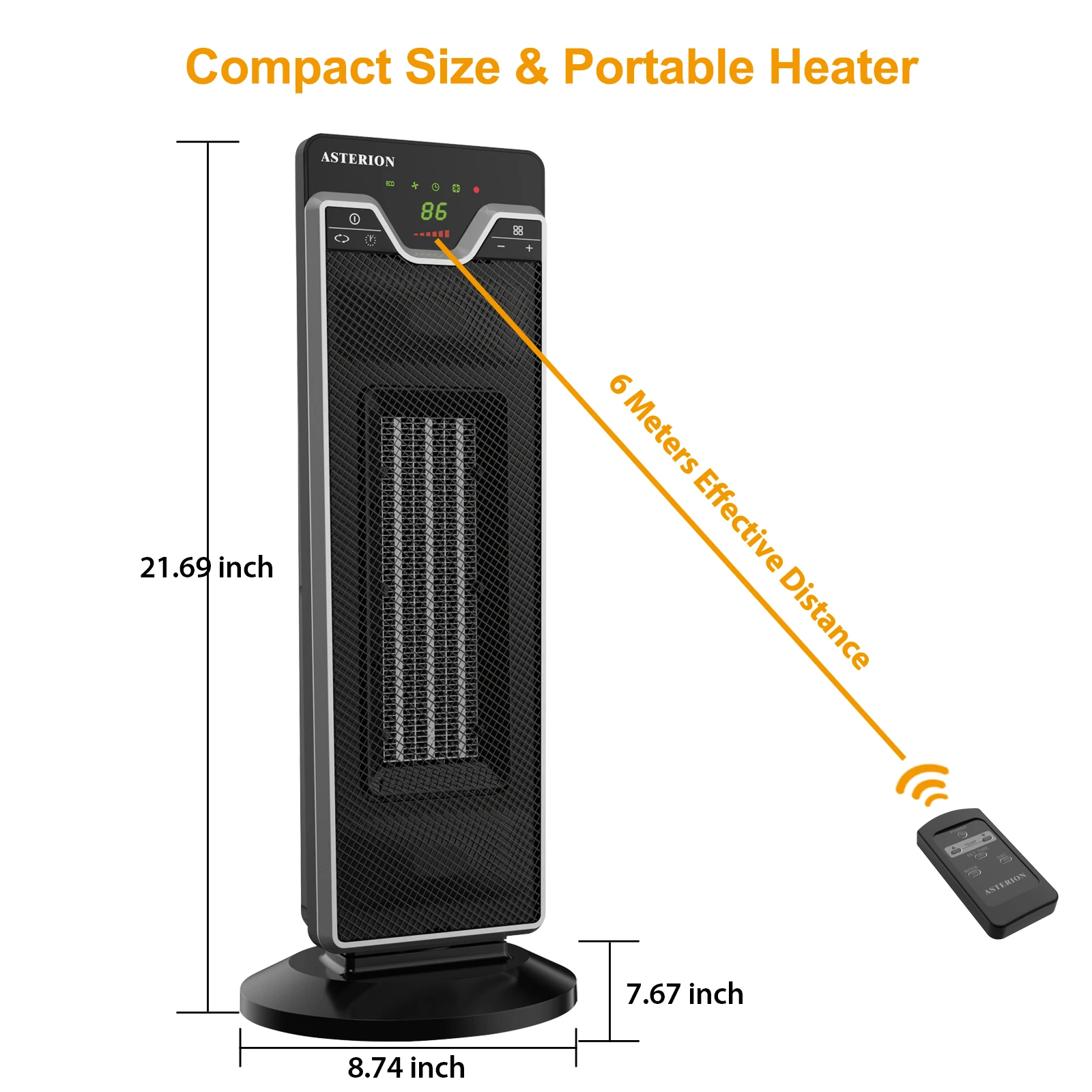 Portable 1500W / 2200W Energy Saving Rechargeable Tent Winter Electric PTC Space Fan Heaters