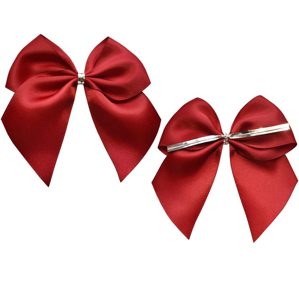 wholesale eco friendly christmas gift box big plaid shinny custom flower satin Ribbon hair bow