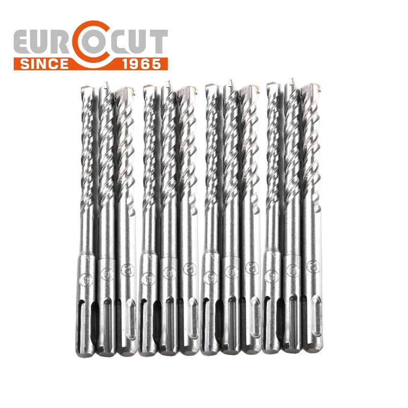 EUROCUT High Quality  SDS Plus Flat Type Hammer Drill Bit YG8C Tip 40 Cr Shank Rotary Concrete Drill Bit