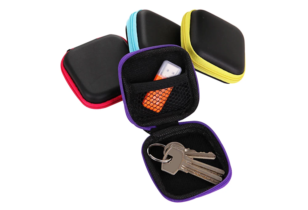Earbud Case Earphone Carrying Case Portable Small EVA Storage Bag for Small Earbuds Mini Headset USB Cable Adapter TF Card