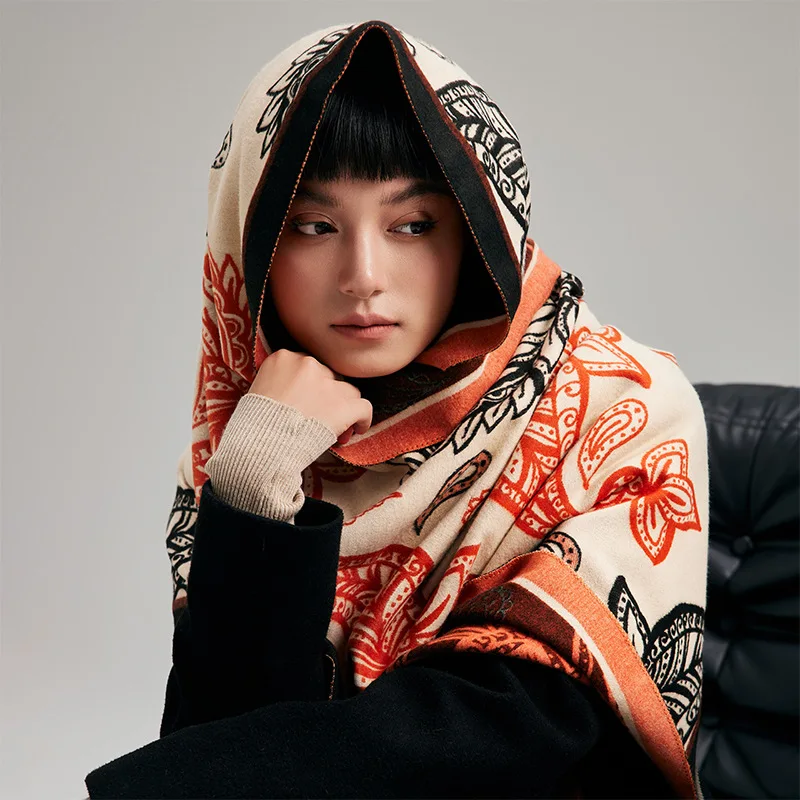 2024 Retro Fashion Paisley Jacquard Winter Blanket Shawl Wrap Scarf for Women Cashmere Thick Warm Ladies Pashmina Scarves