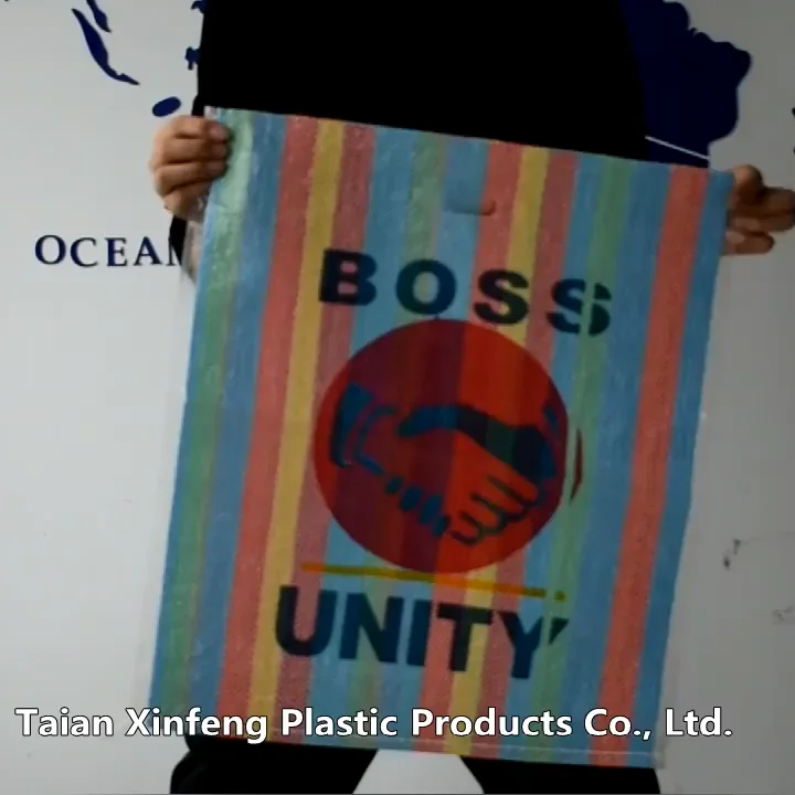 Peru foldable reusable colorful strip laminated pp woven punching handle shopping bag with custom logo and size