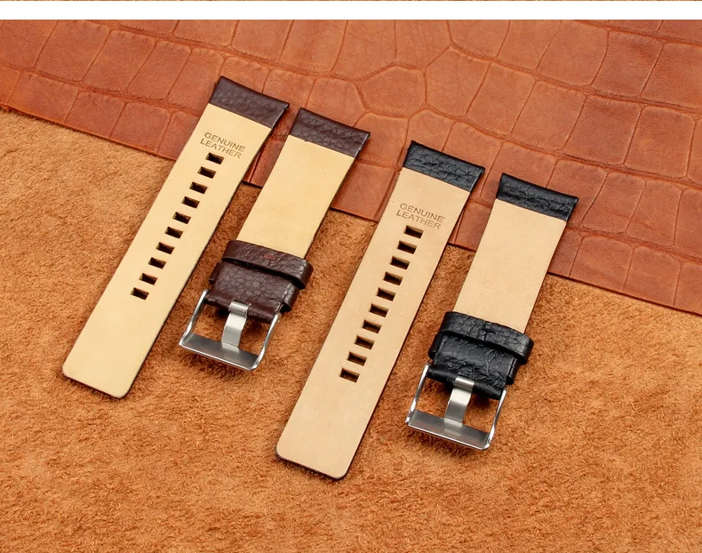 Luxury 22mm 24mm 26mm 28mm 30mm 32mm white leather watchband wide genuine leather watch strap for dz watch