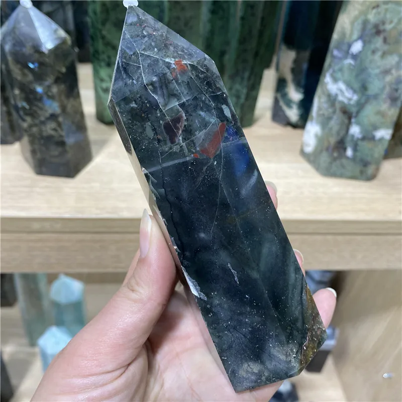 
Factory Price Natural Hand-carved Healing Crystal Point African Blood Stone Tower For Decoration 