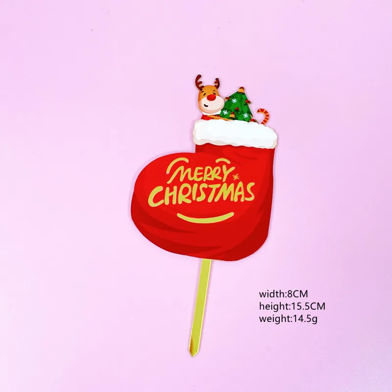 The New Listing Color Printing Cartoon Santa Claus Merry Christmas Acrylic  Cake Topper