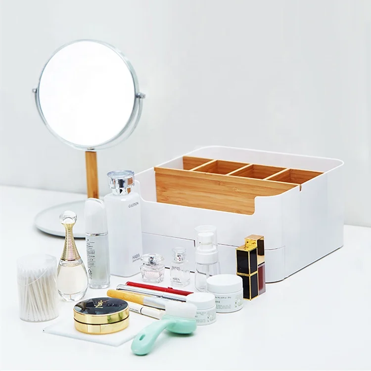 New Design Bamboo Desk Organizer Desk Items Accessories Desktop Organizer with Drawer for Office/Home