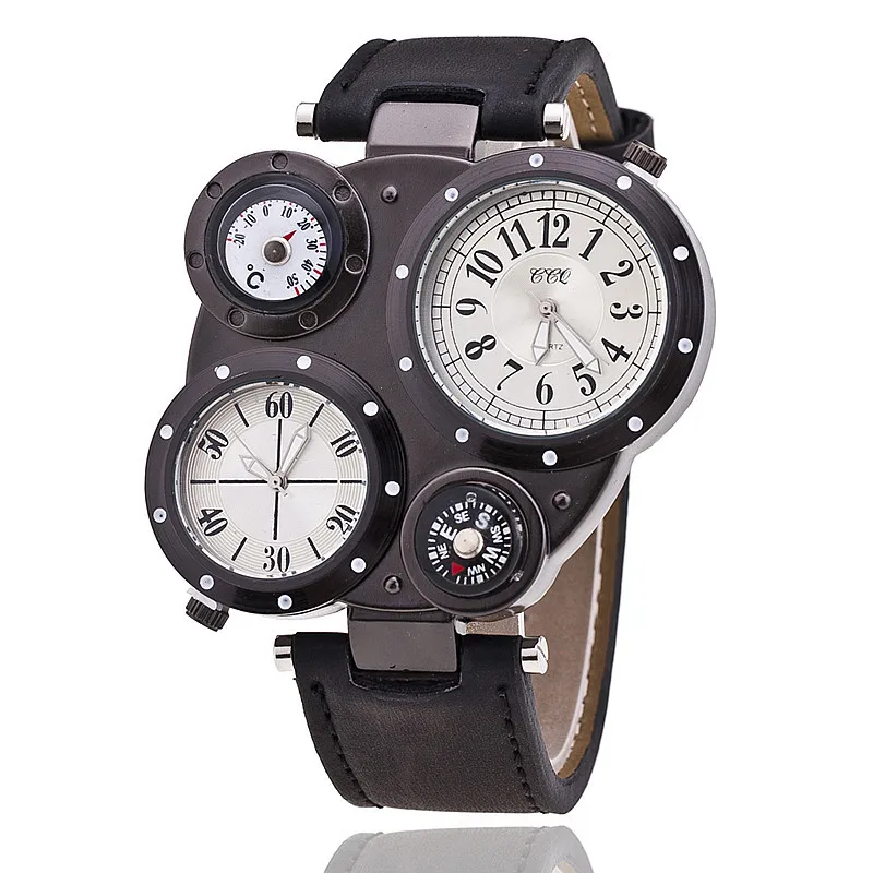 New fashion atmosphere double movement compass quartz watch men fashion sports watch CCQ109