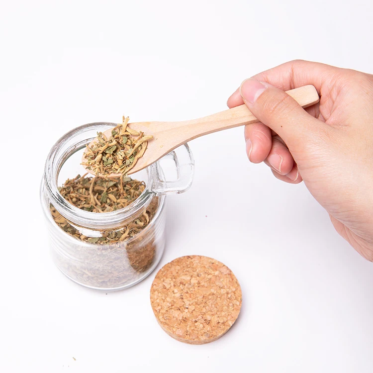 Empty 8.5oz Bath Salt Seasoning Storage Glass Jars with Cork Stopper Wood Spoon