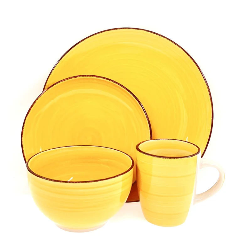 European style reactive glazed ceramic tableware reactive glaze stoneware dinnerware set 16pcs