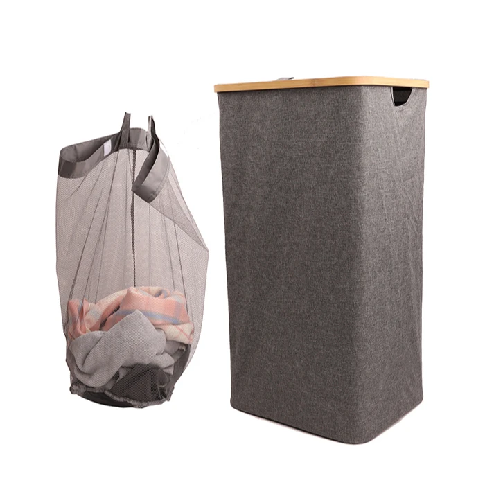 Waterproof laundry hamper mesh toy storage bins with handle