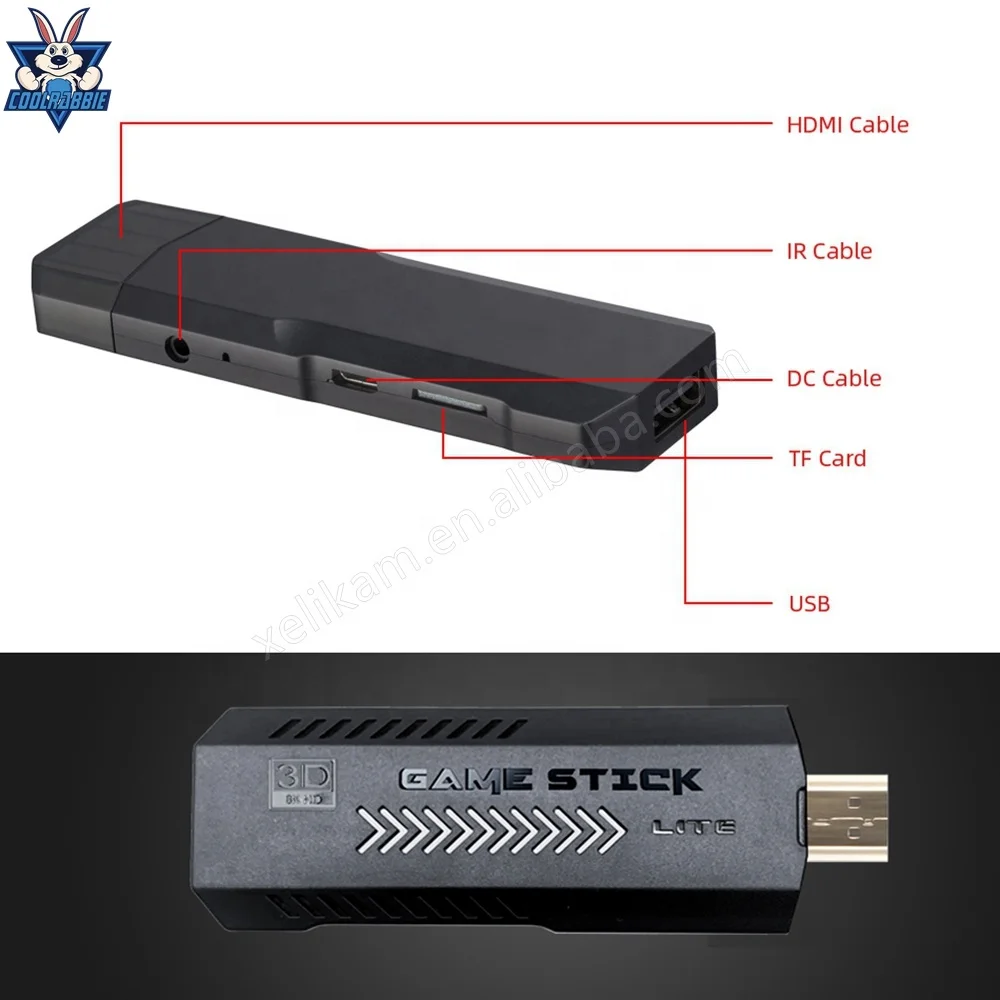 CoolRabbie X2+ Game Stick 4K GD10 X2 Plus Retro Video Game Console HD 64GB 37000 Mini Classic Gaming Console For PSP/N64/PS1