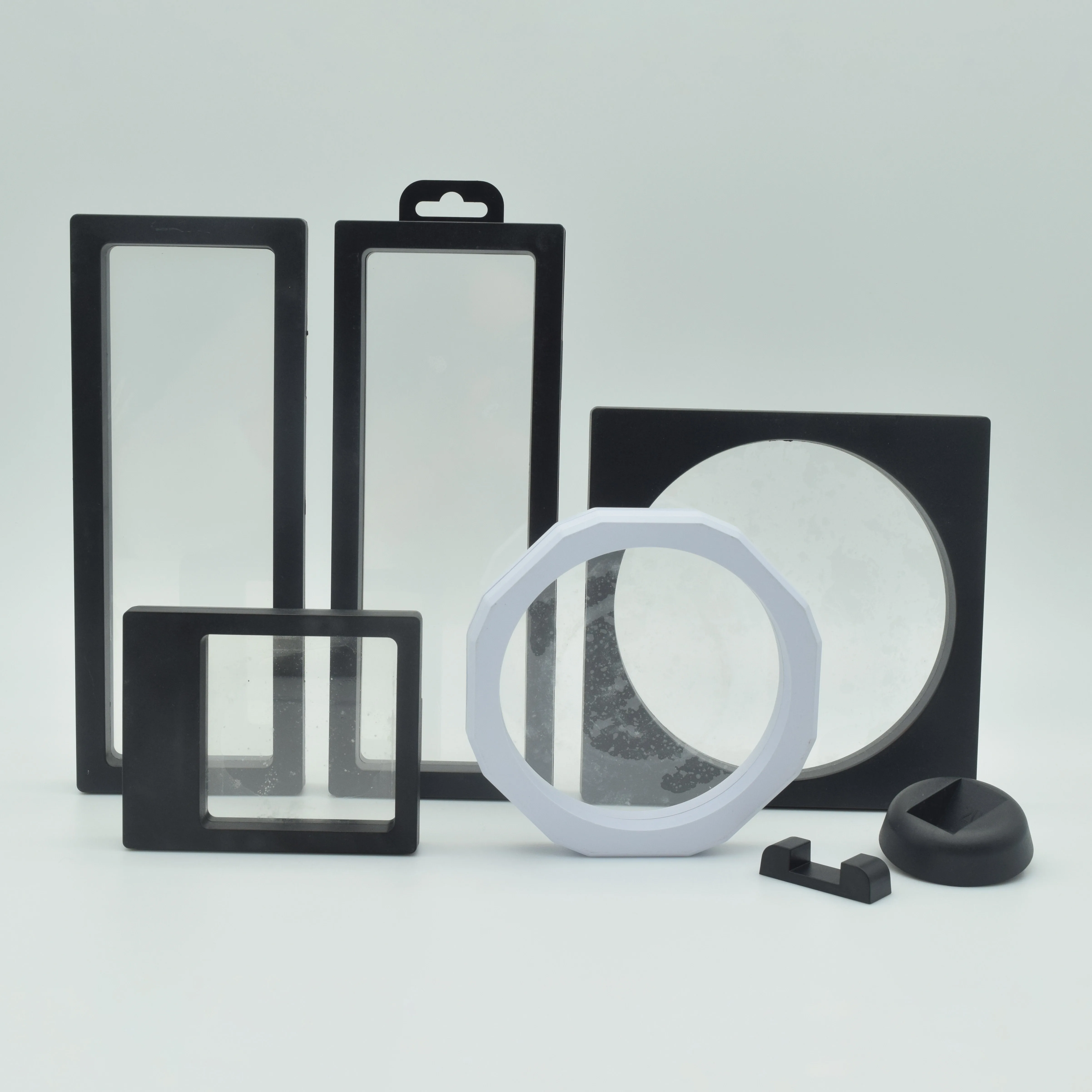 Hinged membrane case 3d floating frame packaging box case suspension jewelry display