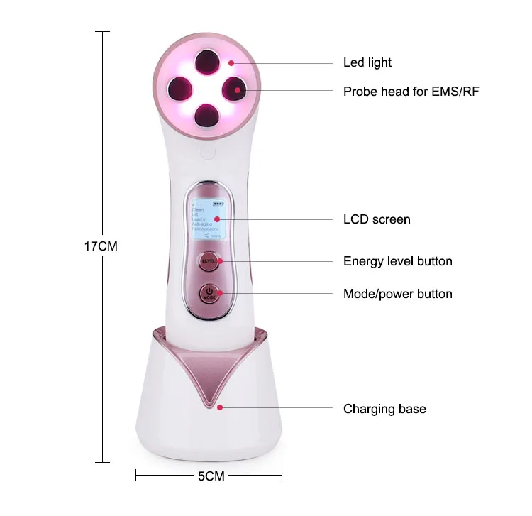 home use anti aging device face lift Microwave vibration red light therapy RF EMS device