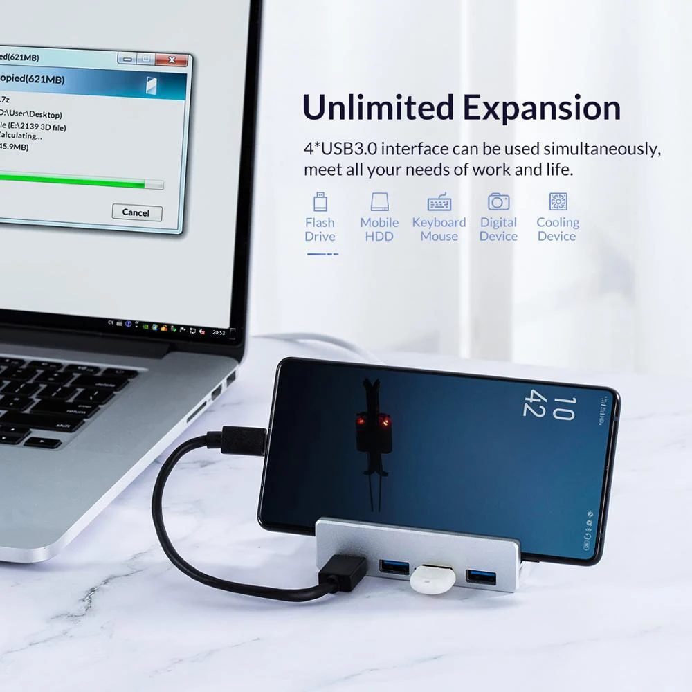 Прямые продажи с фабрики док-станция для ноутбука ПК 4 порта Usb-адаптер 3 0 типа C концентратор компьютера телефона