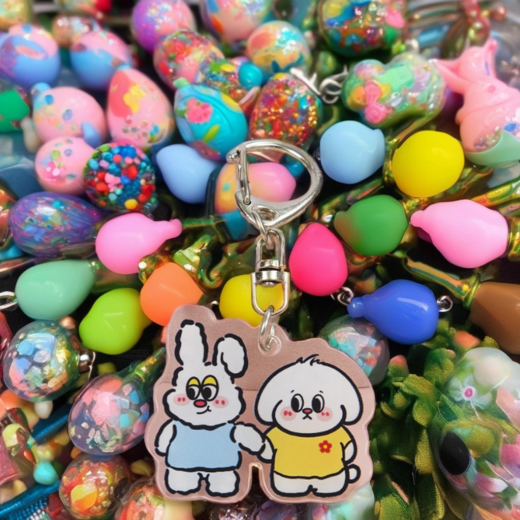 Custom Designer Cartoon Anime Light Keychain Clear Acrylic with UV and Offset Printing Stainless Steel Iron Metal for Keys