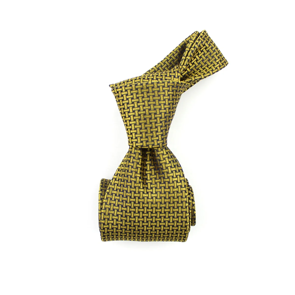 Necktie Classic Greek Geometric Yellow Block Wholesale Handmade 100% Silk Plain Woven High Quality 8cm Neck Ties For Men Necktie