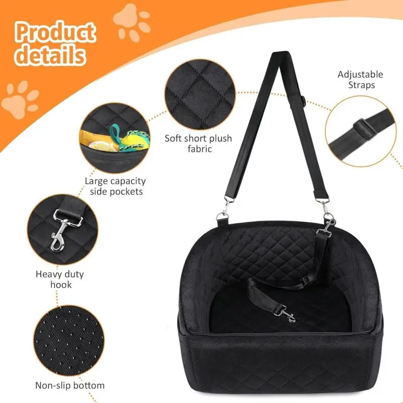 Small/Medium Sized Dog Booster Car Seat Detachable and Washable Pet Safety Seat for Front or Back Seat Pet Backseat Cover