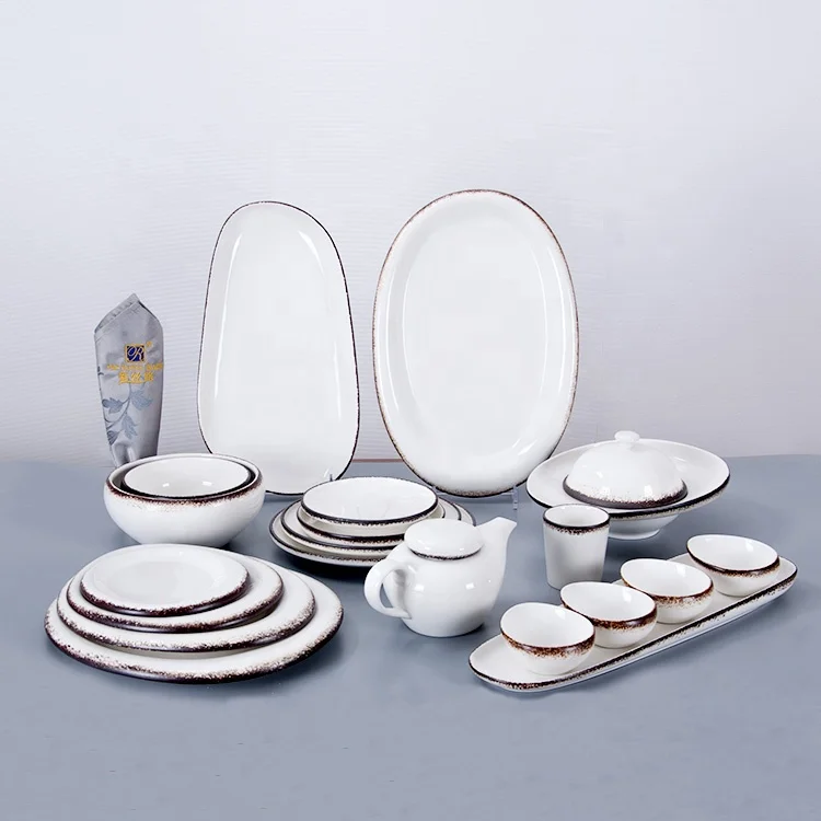  Catering Hotel porcelain Buffet Restaurant Crockery Banquet Hall Color Ceramic chinaware dinnerware durable hand