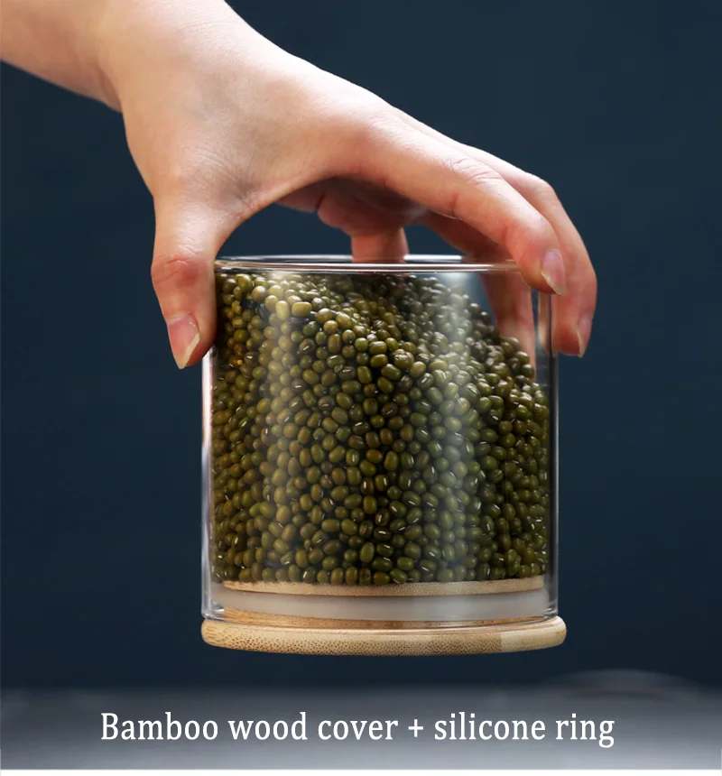 Cheap Customize Borosilicate Glass Container Kitchen Storage Glass Jars Set for Spice Container Bottles With Bamboo Lid