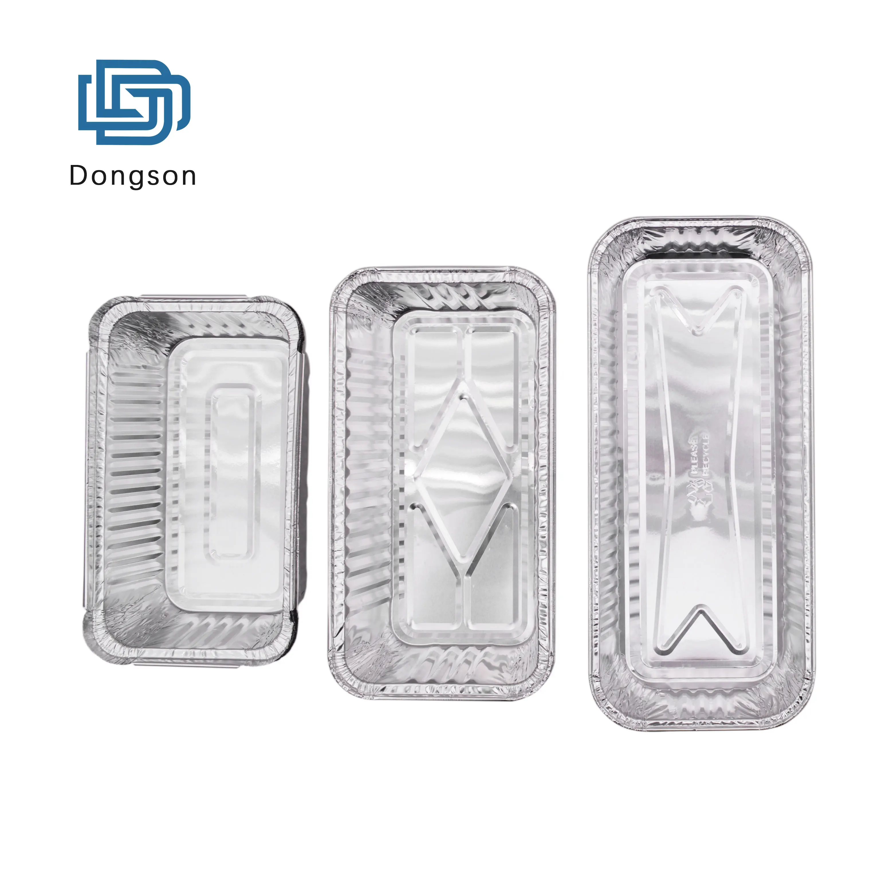 Wholesale custom rectangle silver 750ml food grade disposable lunch box takeaway food tray bbq baking aluminum foil containers