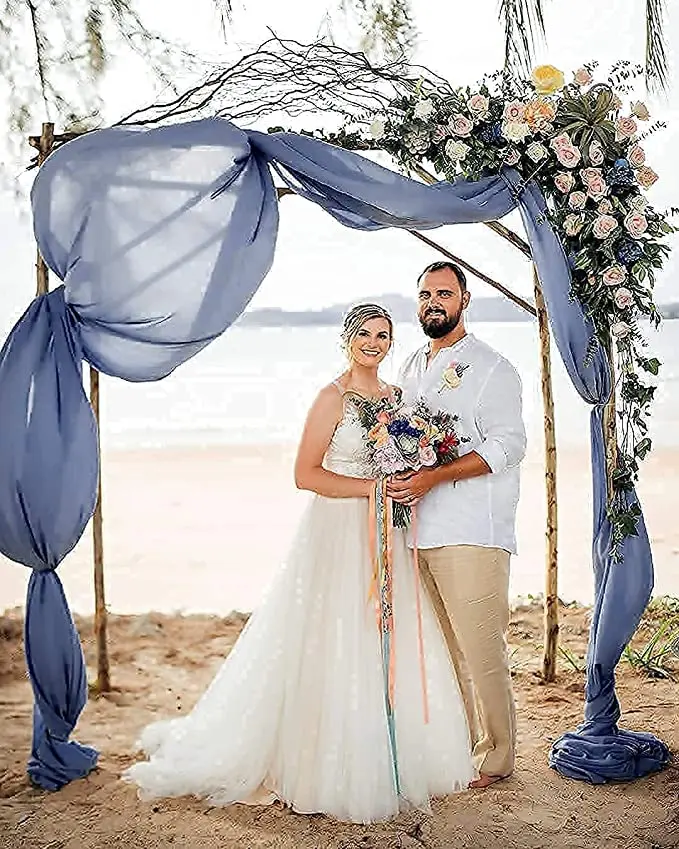 Пыльная синяя шифоновая скатерть 27x120 дюймов романтичная Цветочная Скатерть для свадьбы