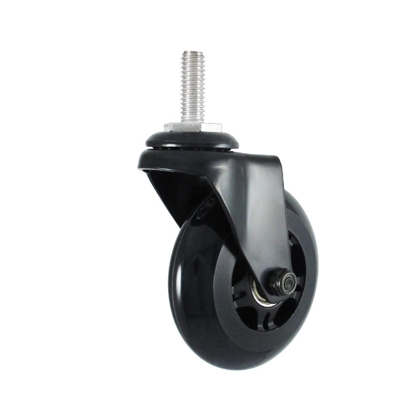 76mm PU Silent Wheels With Industrial 3/8 Threaded Stem Caster