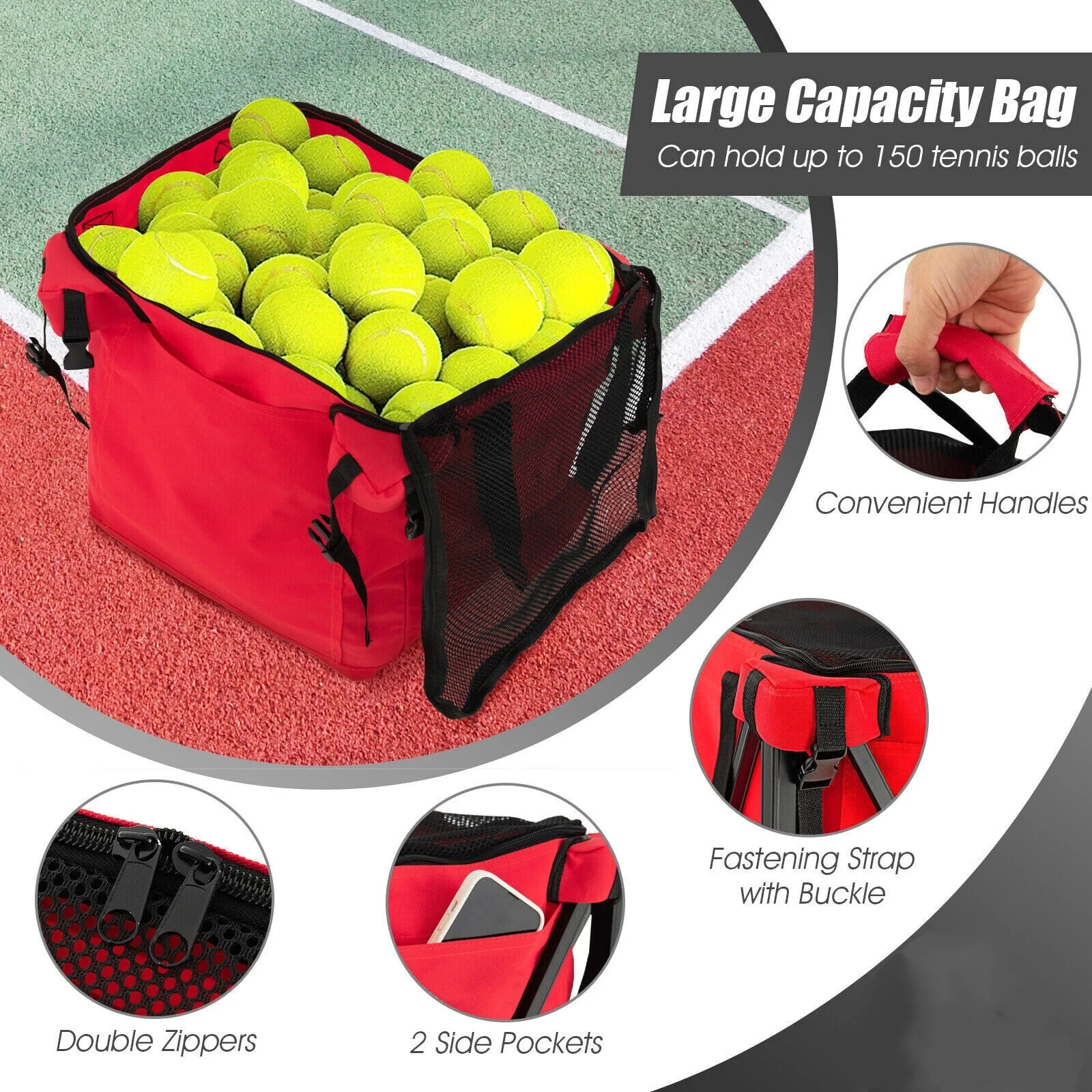 portable folding tennis ball cart basket trolley with carry bag OEM ODM