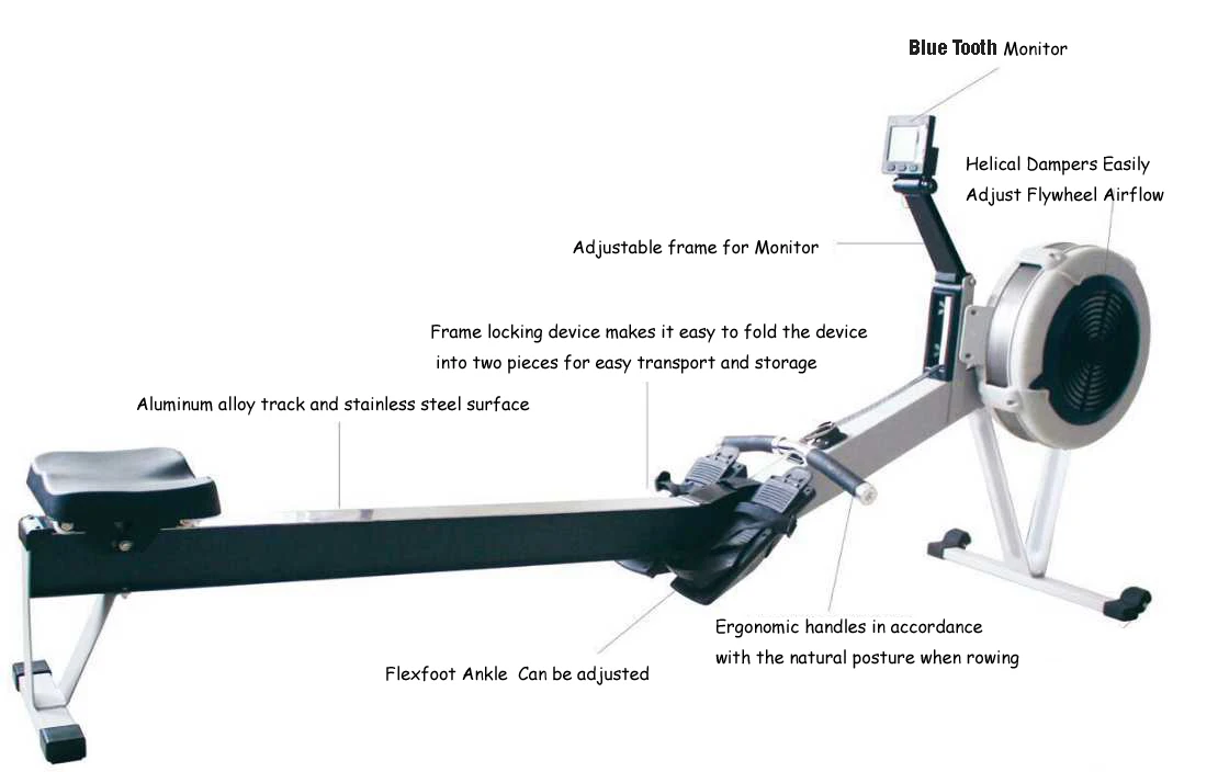 Factory Directly Supply Gym Equipment magnetic air rower seated row machine air rowing machine
