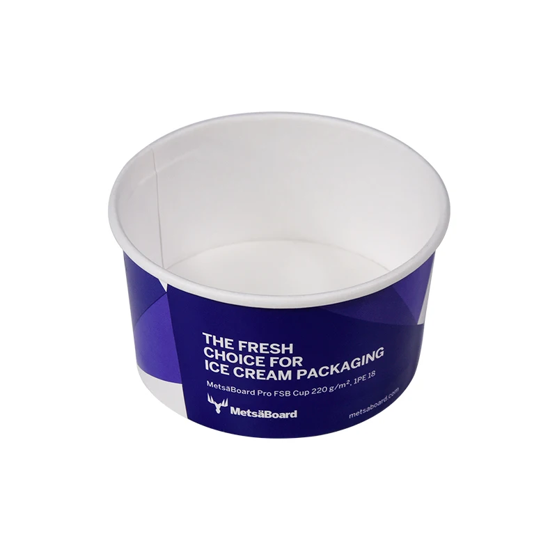 Custom Paper Ice Cream Cups Double PE Paper Ice Cream Cup With Paper Lids