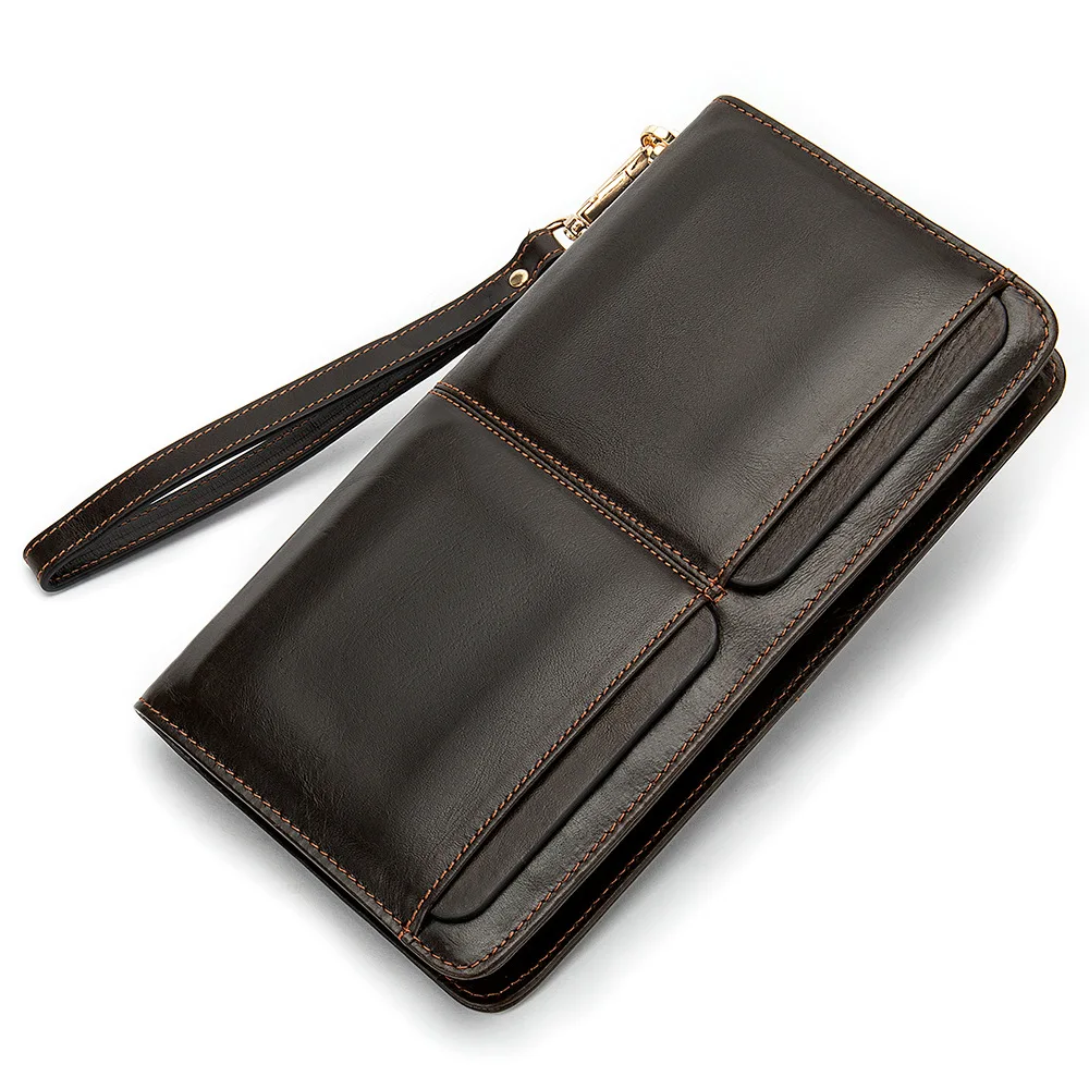 Wholesale Men Cow Leather Wallet long Purses Money Clip Credit Card Holder Good Quality Man Wallets Clutch Bag