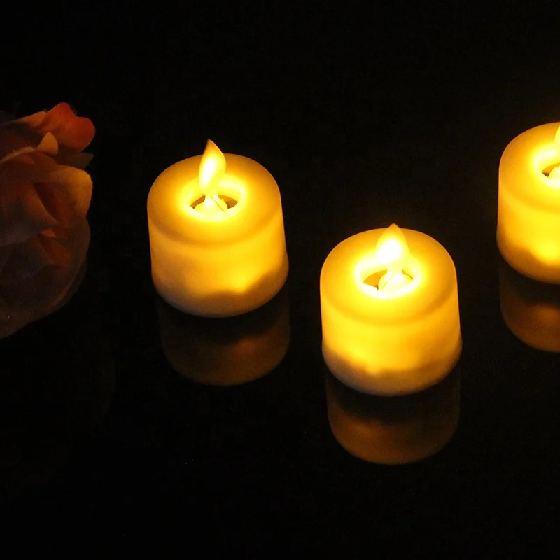 Wholesale votive battery operated plastic flameless religious mini led tea lights candles with moving flameless