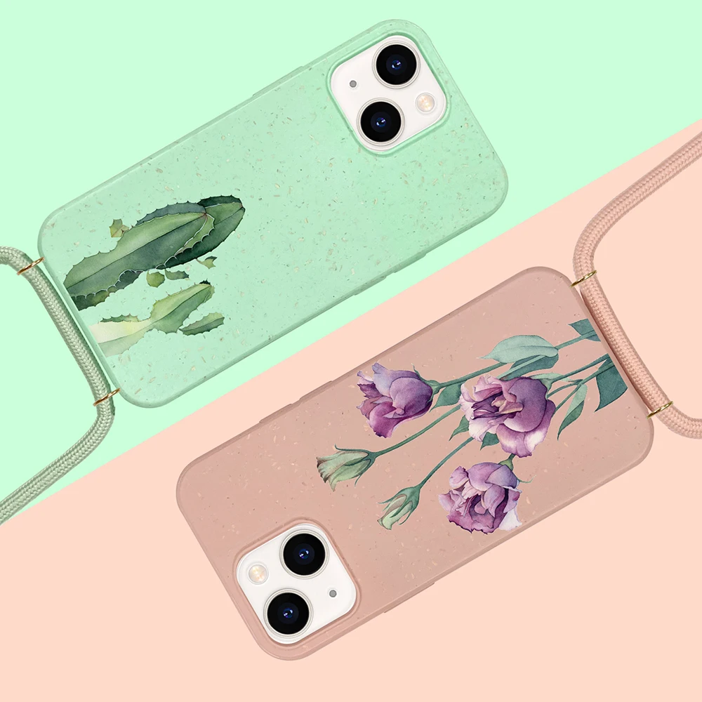 TENCHEN Eco friendly plant based biodegradable crossbody lanyard strap necklace Handykette Handyhlle phone case