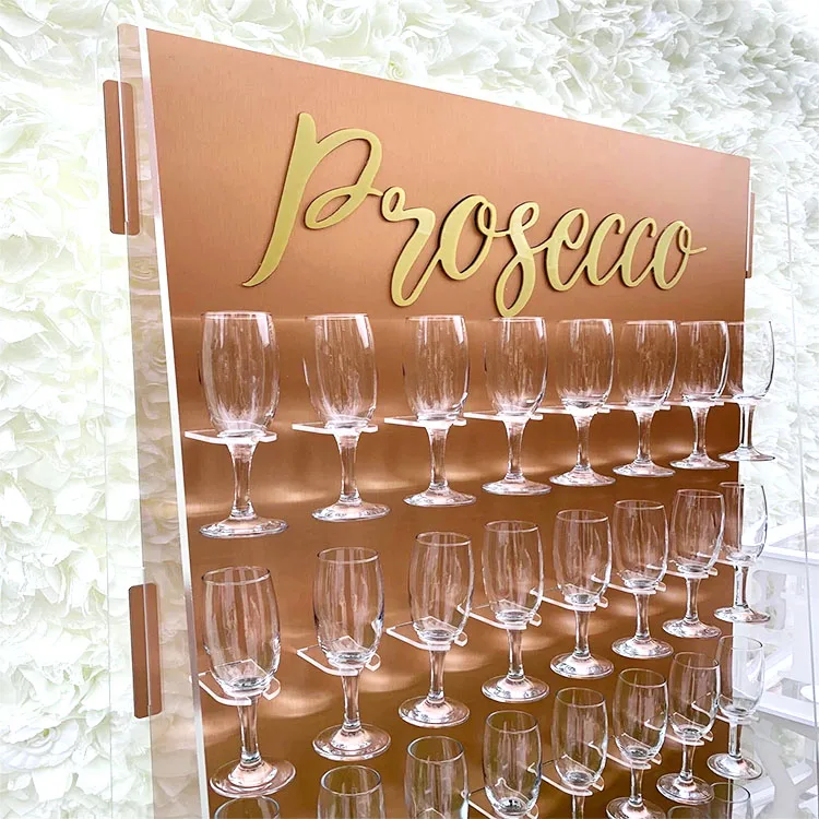 Clear Floor circle Perspex Champagne Wall Mount Clear Acrylic prosecco Wine Glass Cups Display Stand Rack Wall for Wedding