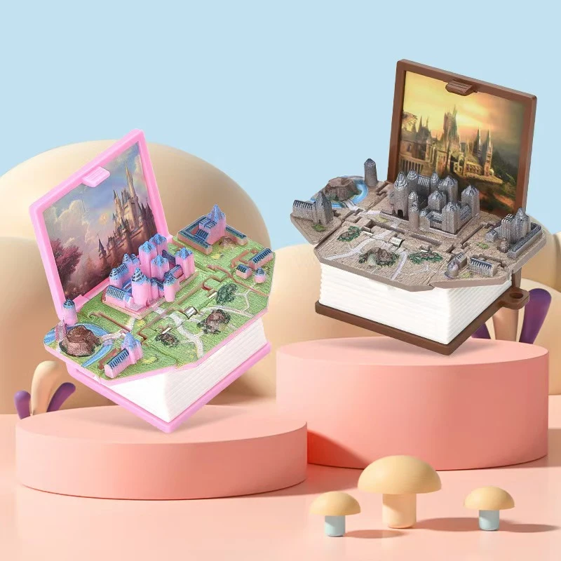 Creative Fold Book Keychain 3D dinosaur folding book Mini Landscape Pattern Keychain kids Pop Up Toys