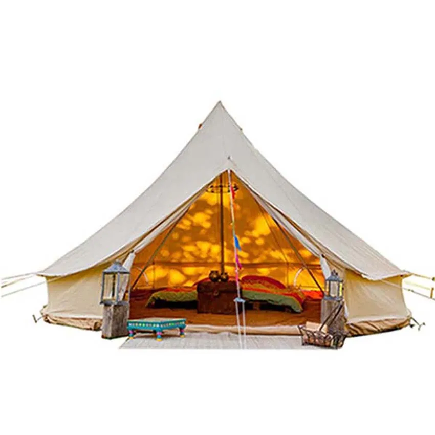 New Arrival Luxury Large Size 5M 6M Teepee Yurt Glamping Tent Outdoor Family Camping Canvas Bell Tent