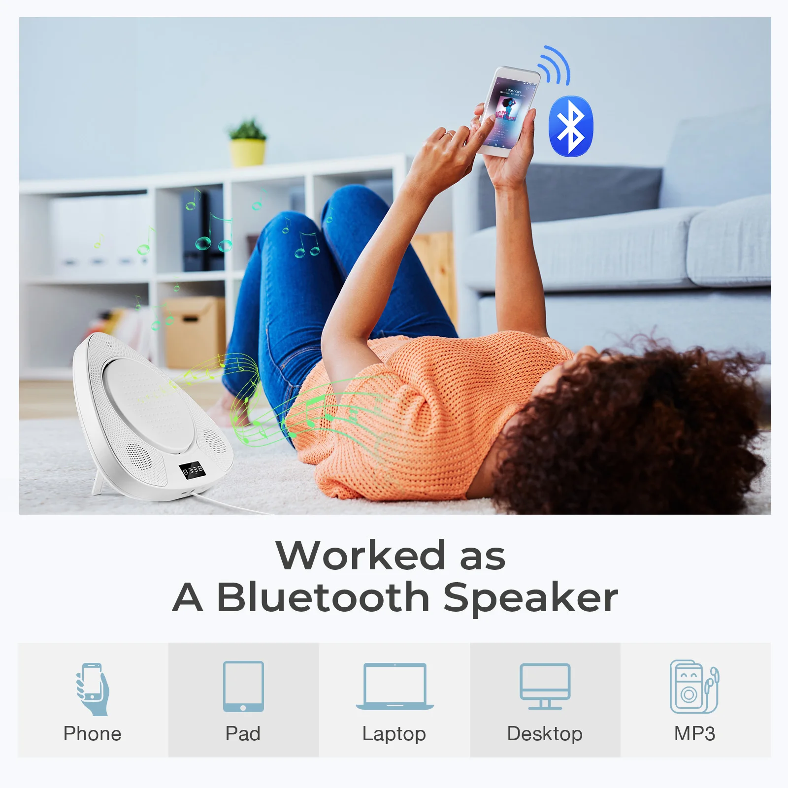 2022 Fast Dispatch New Multifunction Black MP3 DJ DVD Speaker FM Radio BT Output  USB Connection Portable CD Player Hifi