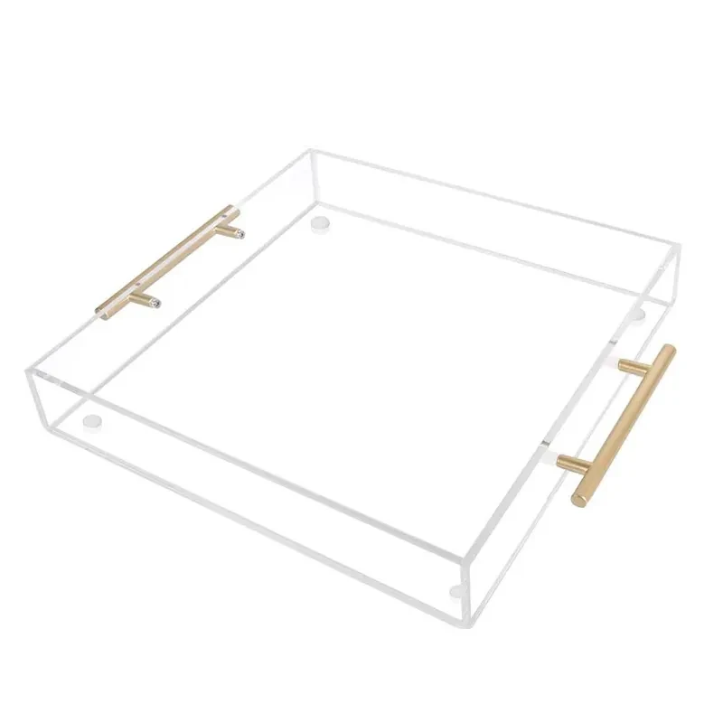 Customized Acrylic Tray Hotel Service Tray Transparent Acrylic Fruit Tray with Handle