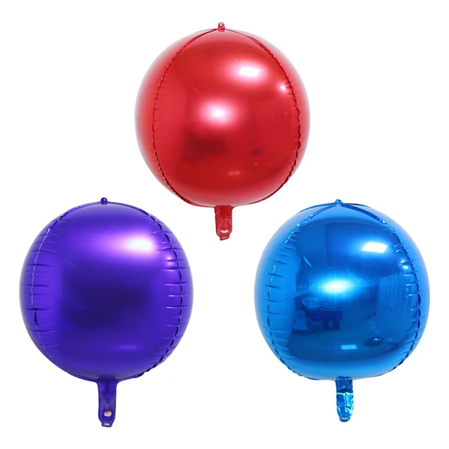Cheap Price Chrome Metal Aluminum Foil Balloons Colorful 4D Round Shape Wedding Birthday Halloween Party Decorations Balloon
