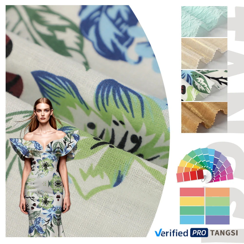 Floral Rayon Woven Fabric Roll Rayon/linen Viscose Modal Printed Fabric For Dress